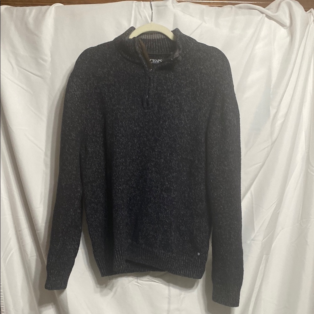 Chaps men’s XL pullover sweater. Black with white/gray flecks.